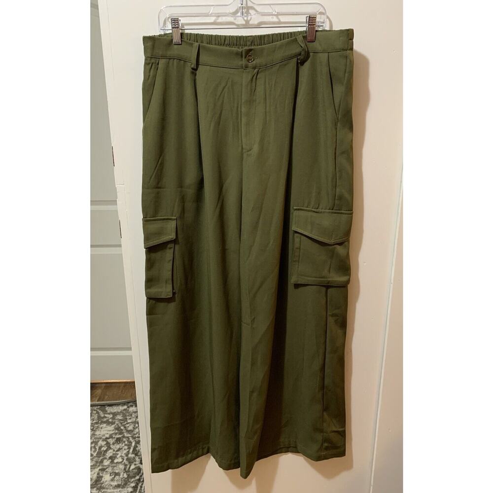 NWT Hayden Los Angeles Wide Leg‎ 1XL Hunter Green Casual Pocket Dress up Pants